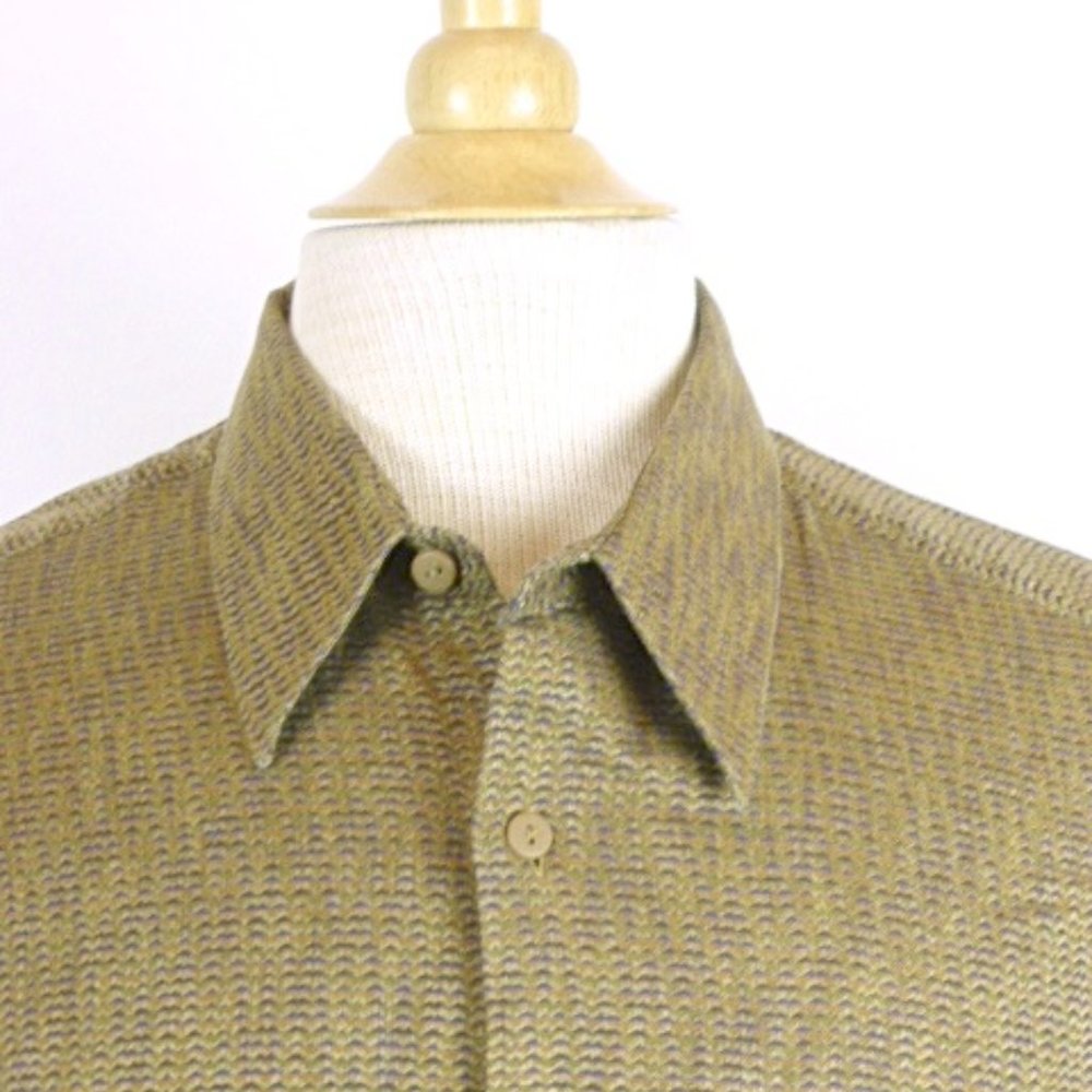 JHANE BARNES japan brown purple button up shirt zig zag print M